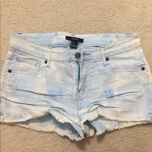 Bleach dyed jean shorts